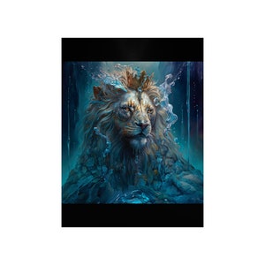 AI Art Glam Lion Water Elemental Premium Matte Vertical Poster | Digital Art | Gift For Her | Wall Decor | Wall Art | Home Decor