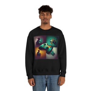 Teal Abstract Art Video Game Controller Unisex Heavy Blend Crewneck Sweatshirt