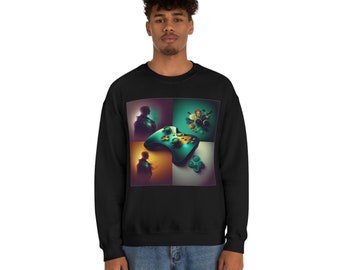 Teal Abstract Art Video Game Controller Unisex Heavy Blend Crewneck Sweatshirt
