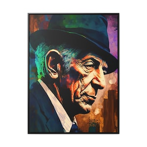 Colorful Leonard Cohen Inspired Premium Gallery Canvas Wraps, Vertical Frame | Wall Art | Wall Decor | Home Decor | Gift | Musician Inspired