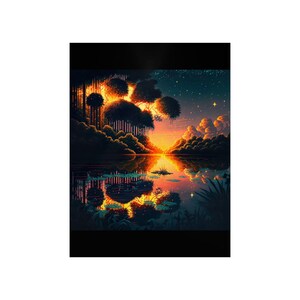 Beautiful Anime Tropical Jungle Sunset Premium Matte Vertical Poster | AI Art | Digital Art | Wall Art | Home Decor | Wall Decor | Gift