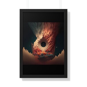 Premium White Hole Liquid Sound Waves Visualized Framed Vertical Poster | Digital Art | Wall Decor | Wall Art | Home Decor | Poster