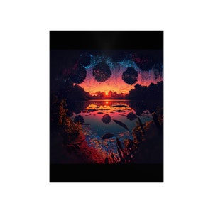 Beautiful Anime Tropical Jungle Sunset Premium Matte Vertical Poster | AI Art | Digital Art | Wall Art | Home Decor | Wall Decor | Gift