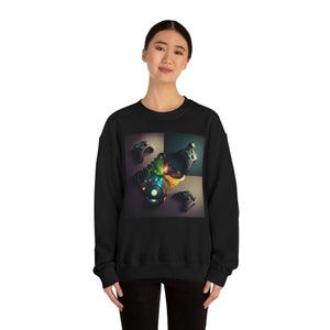 Center Splash Color Abstract Art Video Game Controller Unisex Heavy Blend Crewneck Sweatshirt
