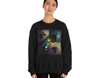 Bluza z okrągłym dekoltem Center Splash Color Abstract Art Video Game Controller Unisex Heavy Blend