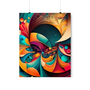 Colorful Abstract Art Waves Version Two Premium Matte Vertical Poster