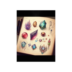 AI Art Precious Gems on Old Paper Premium Matte Vertical Posters | Digital Art | Wall Art | Gift for Her | Home Decor | Wall Decor