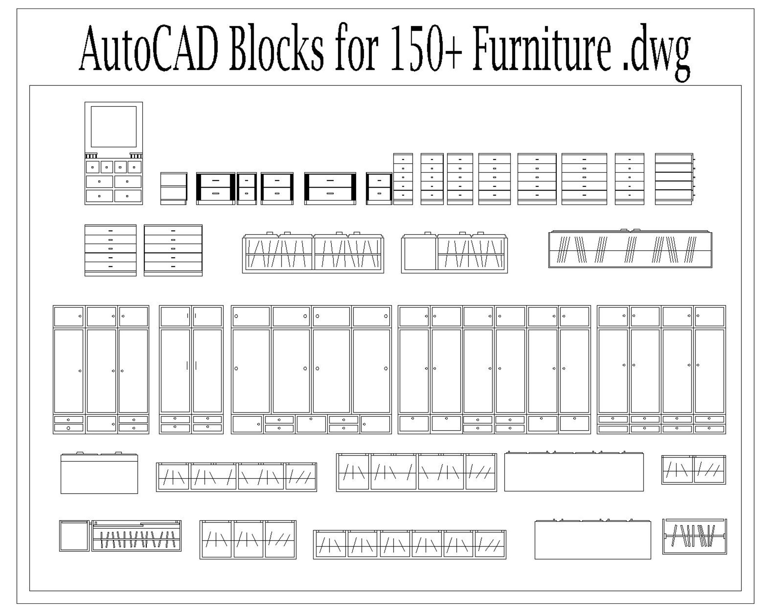 Autocad 2D DWG Furniture Block Drawings Templates Home Decor -  Portugal