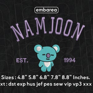 BTS Embroidery Design: Namjoon Character