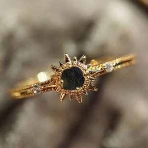 1 Czech Republic Moldavite Prong Ring | Silver, 18k Rose Gold Plated or 18k Gold Plated Moldavite Ring | High Vibration Jewelry