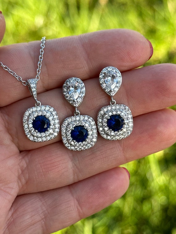 Sapphire Blue Something Blue Jewelry Set Bridal Jewellery Wedding