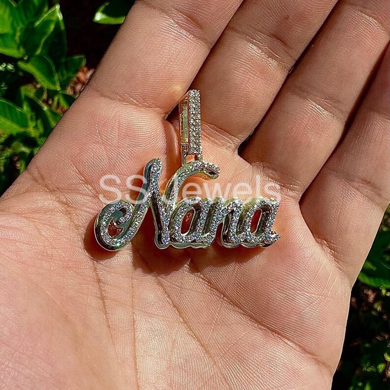 Custom Moissanite VVS Pendant Any Letter Iced Out Pendant Etsy