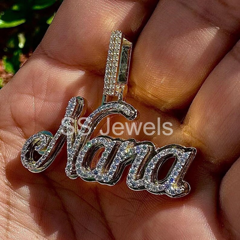 Custom Moissanite VVS Pendant Any Letter Iced Out Pendant Etsy