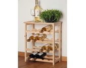 16 Bottle Wooden Wine Rack | Free Standing 4 Tier Display Holder with Table Top |