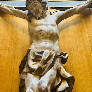 Antique 1800s Life-Size Crucifix Jesus Christ – Rare Religious Artifact