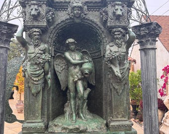 Rare Museum Quality Neoclassical Baroque Italian Bronze Monumental Wall Water Fountain