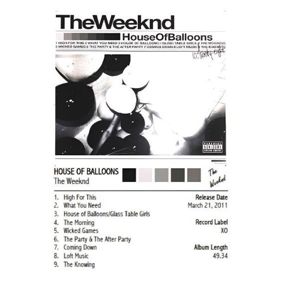 House Of Balloons | The Weeknd Digital Album Poster | | Album Cover Poster,  Music Wall Decor, Music Poster Prints, Music Album Posters