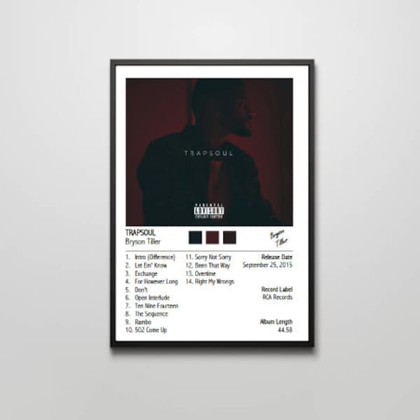 Bryson Tiller Trapsoul Poster Etsy