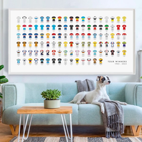 Tour de France Winners Poster – Radfahren Art Print – Sport Wand Kunst Geschenk für Radfahrer- Landschaft Radfahren Fan Geschenk Extra Große Wandkunst -D24