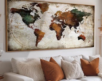 Large World Map Poster: Minimal Travel Wall Art for Modern Spaces