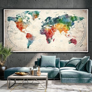 Weltkarte Wandkunst, Push Pin Reise Karte, Große Weltkarte, Geschenk für Haus, Büro Dekor, Wohnzimmer Wand Dekor, Große Karte -F66