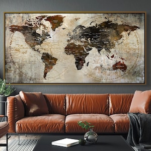 Personalisierte Push Pin Pin Map Exekutivstil Weltkarte Wand Kunst Poster Druck Hochzeitsgeschenk, Housewarming Geschenk, Geburtstagsgeschenk, Verlobung - F97