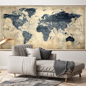 Exclusif grande carte du monde art carte de voyage carte du monde oeuvre d'art carte du monde affiche déco carte du monde cadeau de voyage personnalisé cadeau envie de voyager-F34