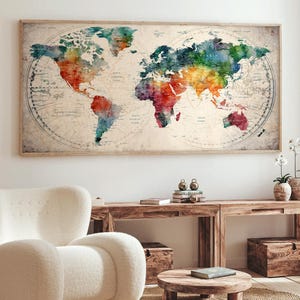 Levendige aquarelkunstdruk: uniek housewarmingcadeau, grote abstracte kaart