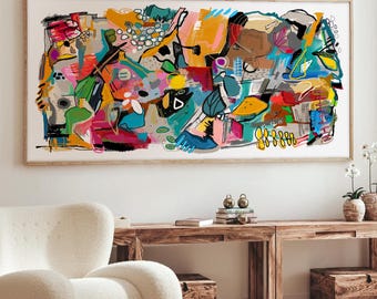 Large Abstract Art Print: Modern Colorful Painting, Living Room Decor