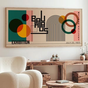 Póster de la exposición Bauhaus: Impresión artística panorámica moderna de mediados de siglo