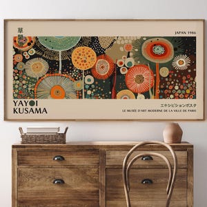 Yayoi Kusama Inspired Poster: Japanese Exhibition Wall Art, Mid Century Modern Decor
