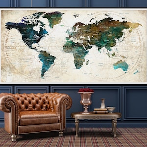Mappa del mondo Bright Home Decor Wall Art for Living Room Poster, Mappa dell'arte mondiale, Proprietario di casa, Nuovo appartamento regalo, Regalo di inaugurazione della casa -F75