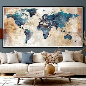 Geschenk für Zuhause, große Wandkarte, Weltkarte Wandkunst, Schlafzimmer Wanddekoration, Geburtstagsgeschenk für Freundin, Frau, Reisekarte, Hochzeitsgeschenk -F82