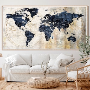 Weltkarte, Wandkarte, Wandbild, Wanddeko, Wanddeko, Geschenke für Mann, Freund, Housewarming Geschenke, Moderne Kunst F70