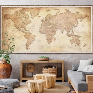 Impressão de mapa mundial com alfinete - Mapa de parede com legenda personalizado, frete grátis, presente para ele, presente para seu pôster, presente, decoração de casa, sala de estar -F6