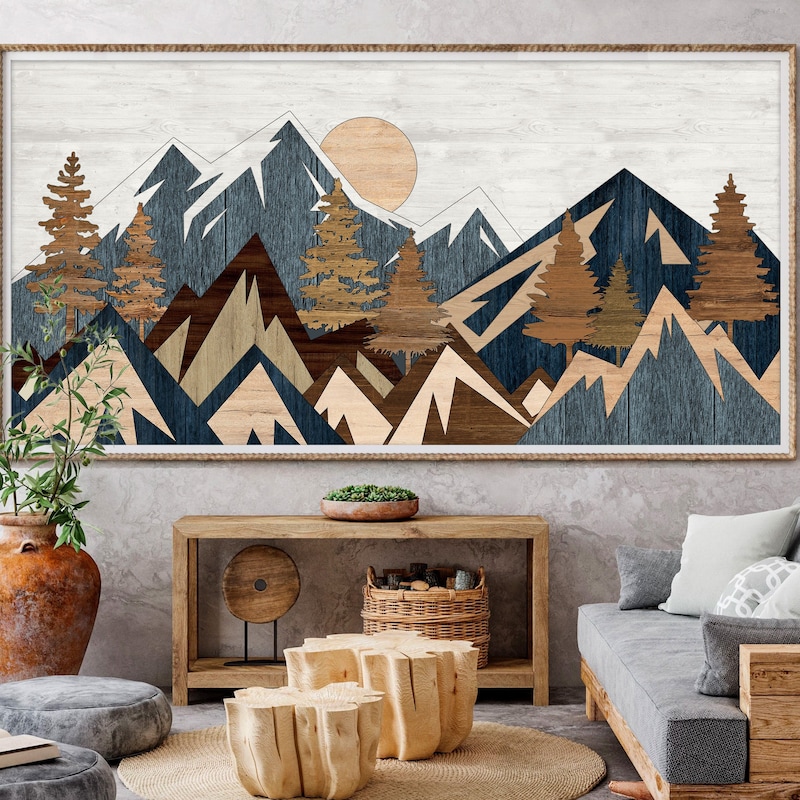 Wood Mountain Wall Art - Etsy