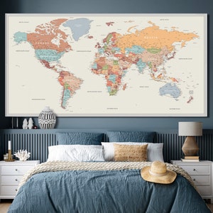 Große Weltkarte Poster, Push Pin Weltkarte Bunte Weltkarte Pin Maps Welt Original Druck Auf Fotopapier Moderne Wand Kunst Wohnkultur -F56