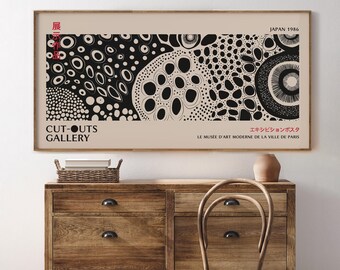 Mid Century Wall Art, Japanese Panoramic Geometric Modern