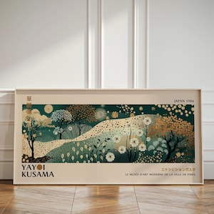 Yayoi Kusama Art Print, Yayoi Kusama-tentoonstelling, Japanse galerij kunst aan de muur, Kusama-poster, Yayoi Kusama abstracte groene poster-Y54