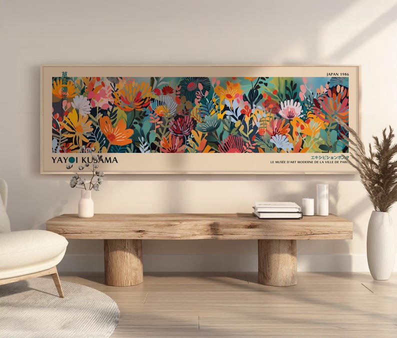 Vibrant Kusama Floral Exhibition Poster