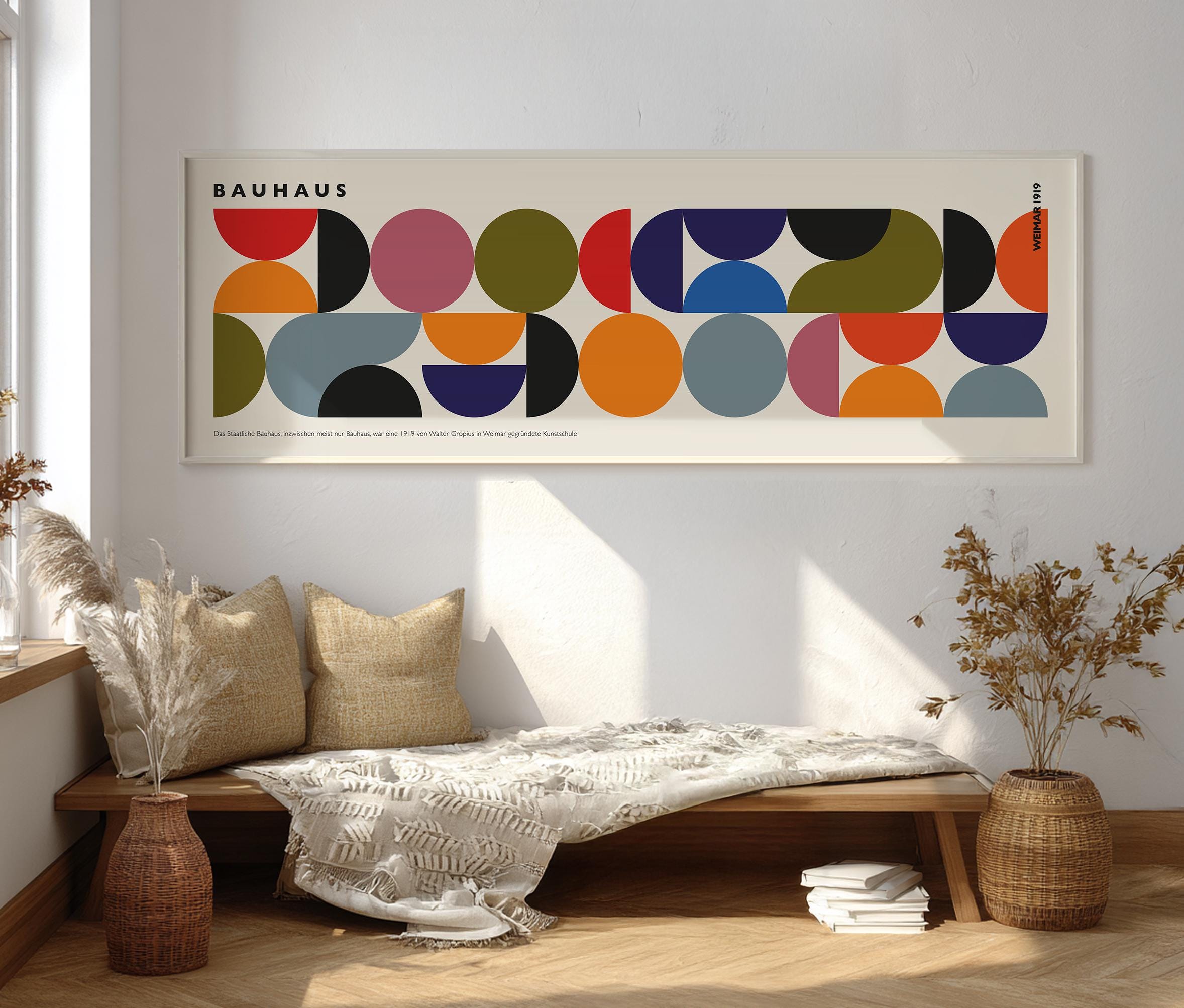 Bauhaus Geometric Poster: Mid Century Modern Panoramic Wall Art - Etsy