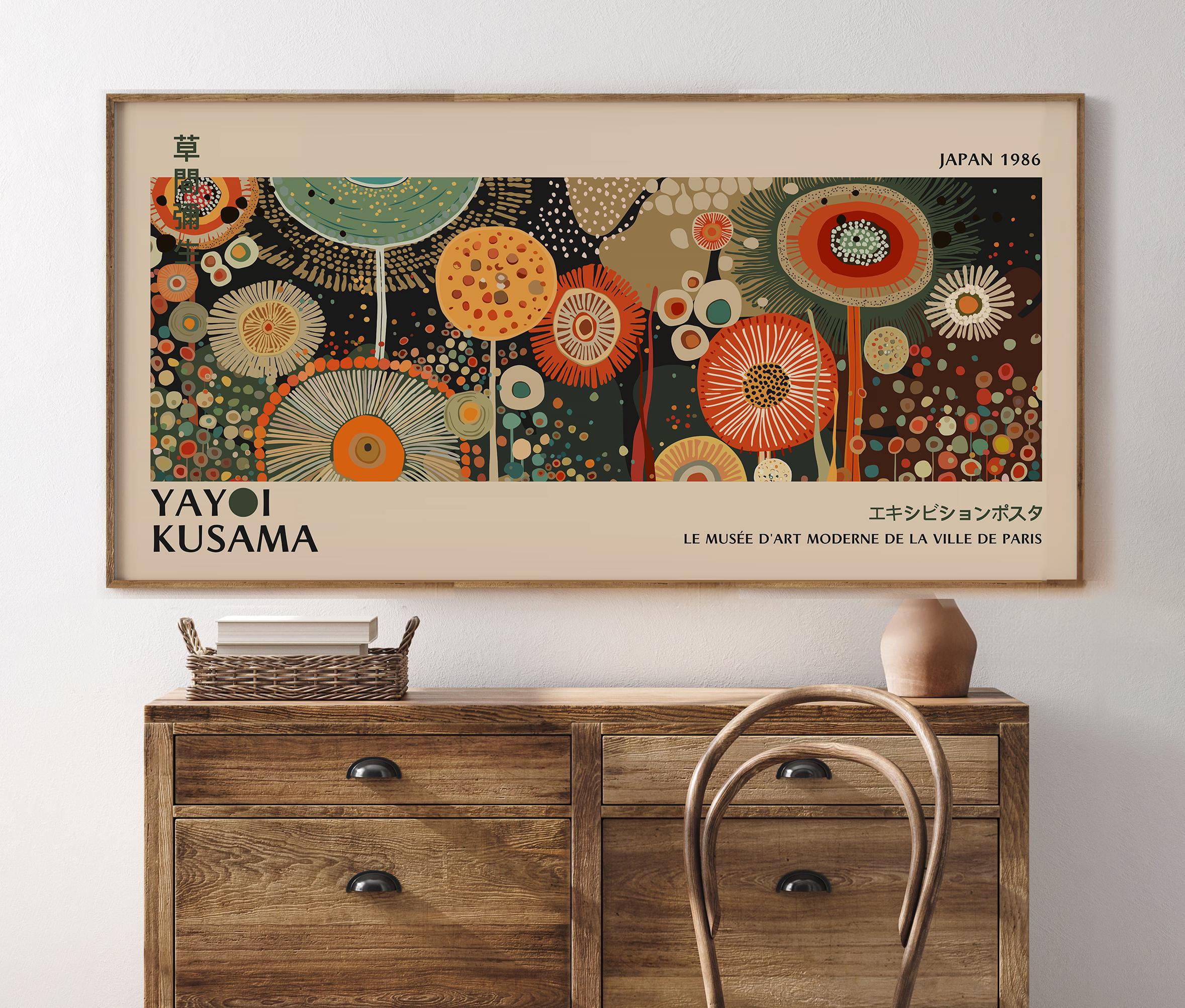 Yayoi Kusama Inspired Poster: Japanese Exhibition Wall Art, Mid