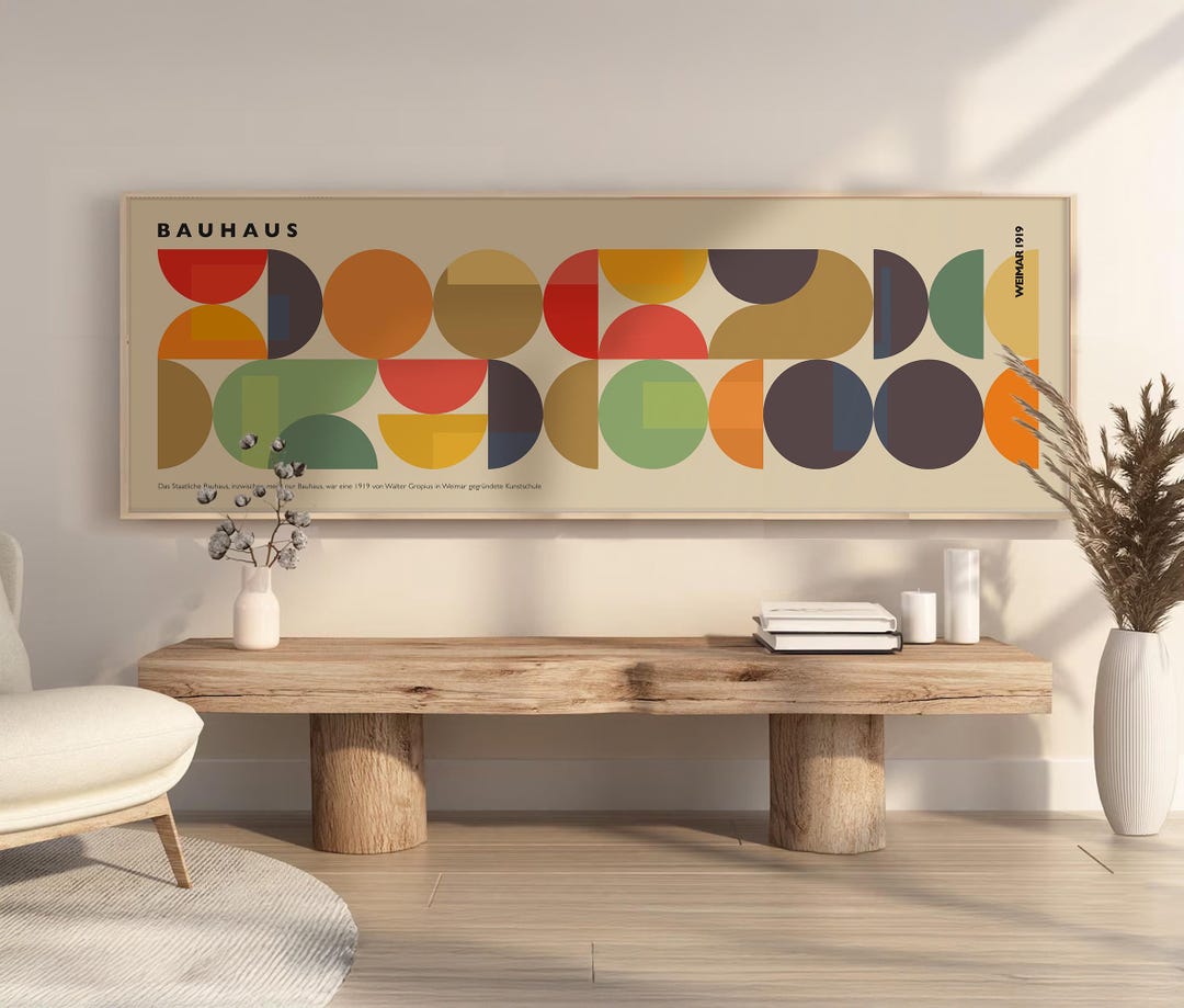 Bauhaus Exhibition Poster: Mid Century Modern Geometric Wall Art Print ...