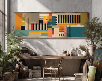 Bright Colorful Abstract Print, Large Modern Rainbow Wall Art