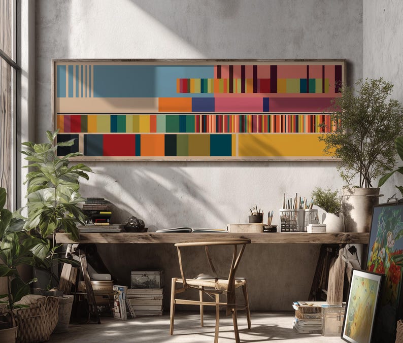 CGXART Quadro Astratto Moderno Blu E Giallo – Tela 50,8x101,6 Cm, Pronta Da Appendere - 2