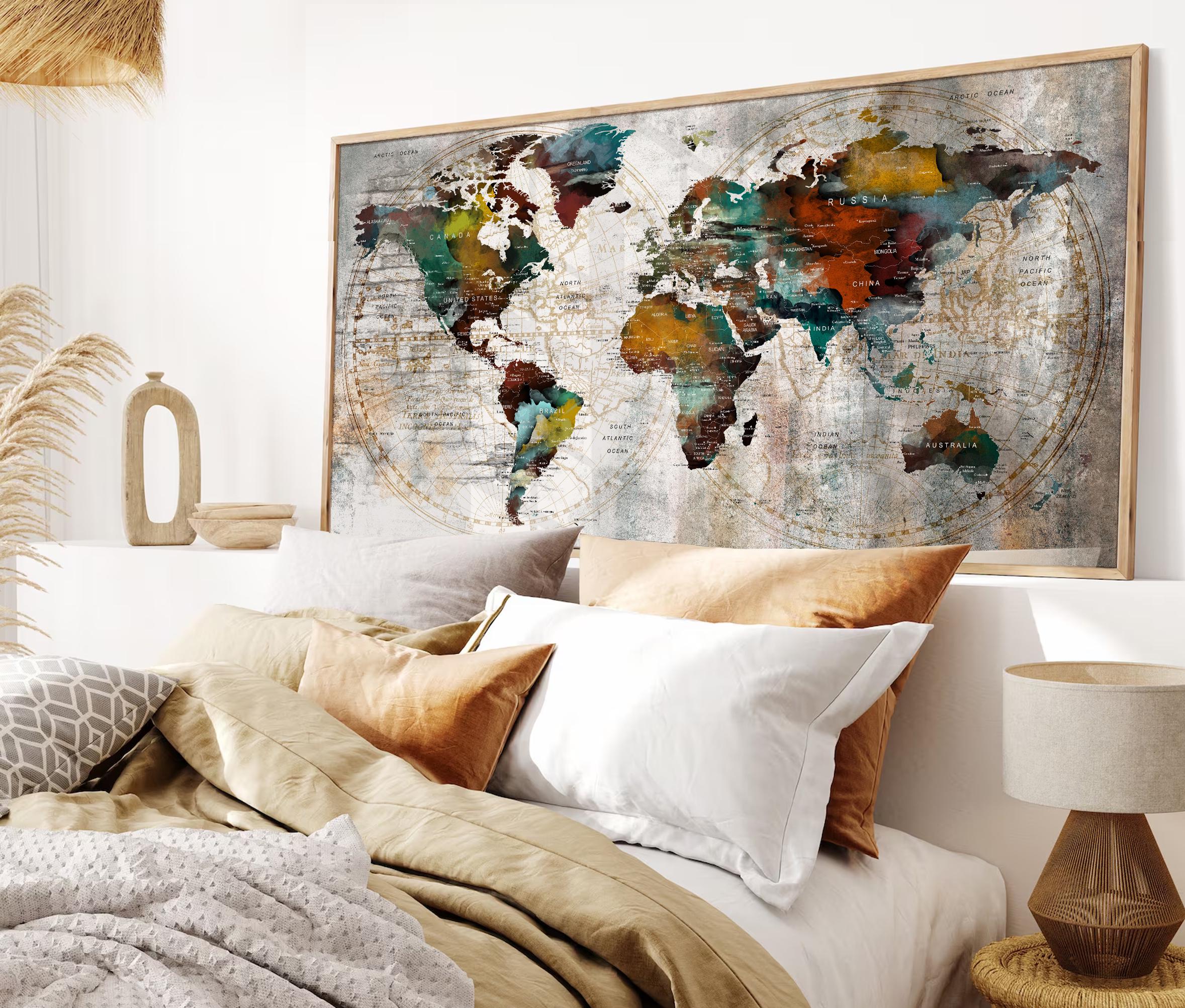 Large Push Pin Travel Map: Personalized Travel Tracker Poster - Etsy