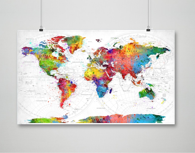 Extra Large World Map Wall Print Poster Colorful World Map - Etsy