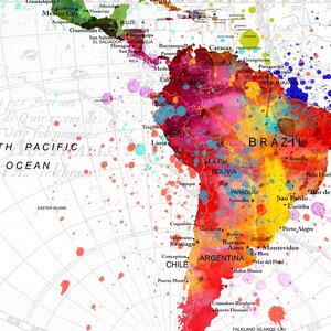 Extra Large World Map Wall Print Poster - Colorful World Map Push Pin ...
