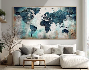 Personalized Push Pin World Map: Poster Travel Tracker, Gift for Couples