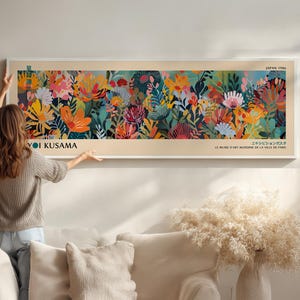 Yayoi Kusama Inspired Floral Artwork, Modern Minimalist Decor